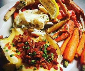 Jumbo Snow Crab Legs, Loaded Baked Potato and Steamed Carrots